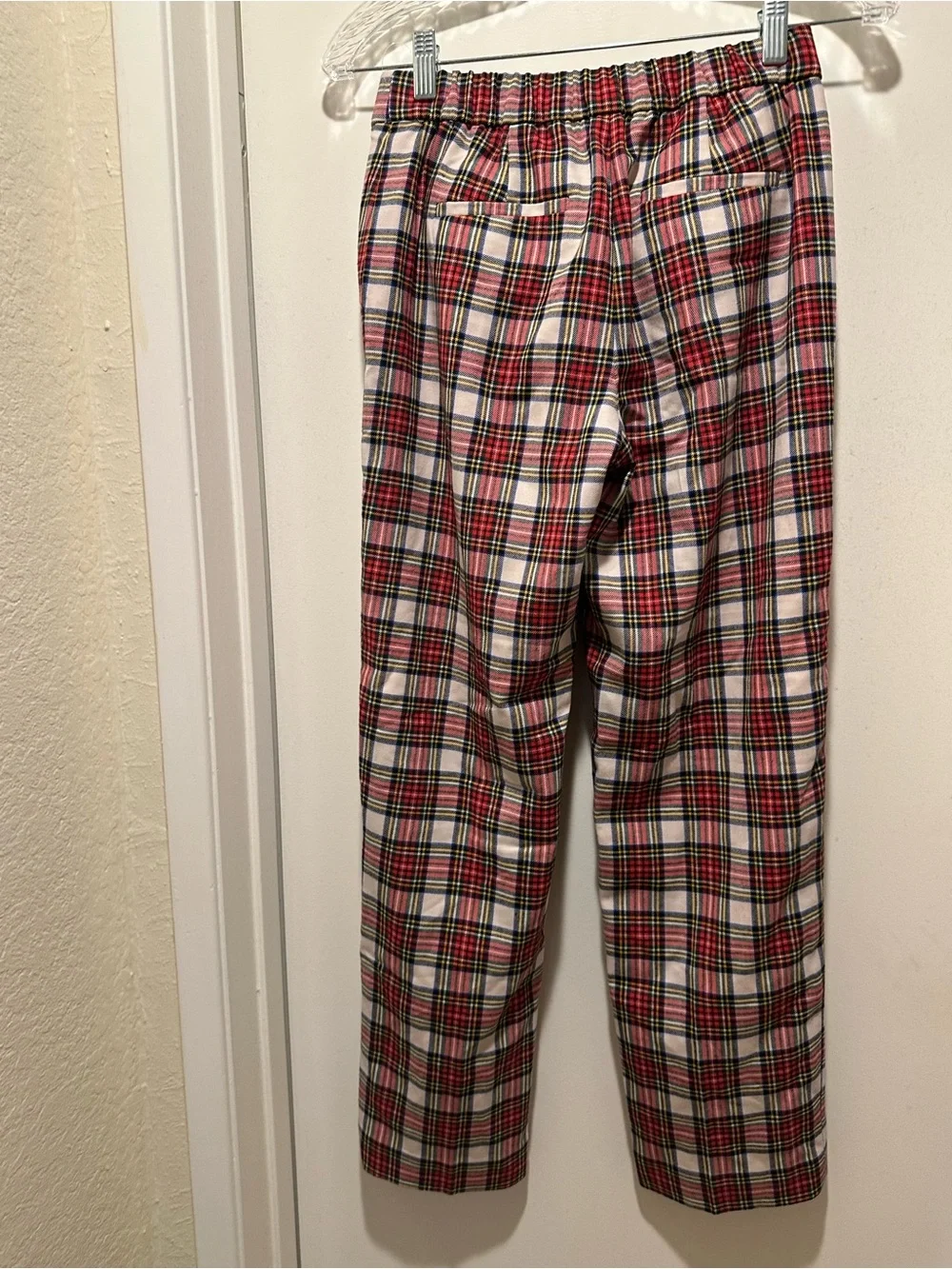 NWT J. Crew Red & Black & White Plaid Pants Size 00